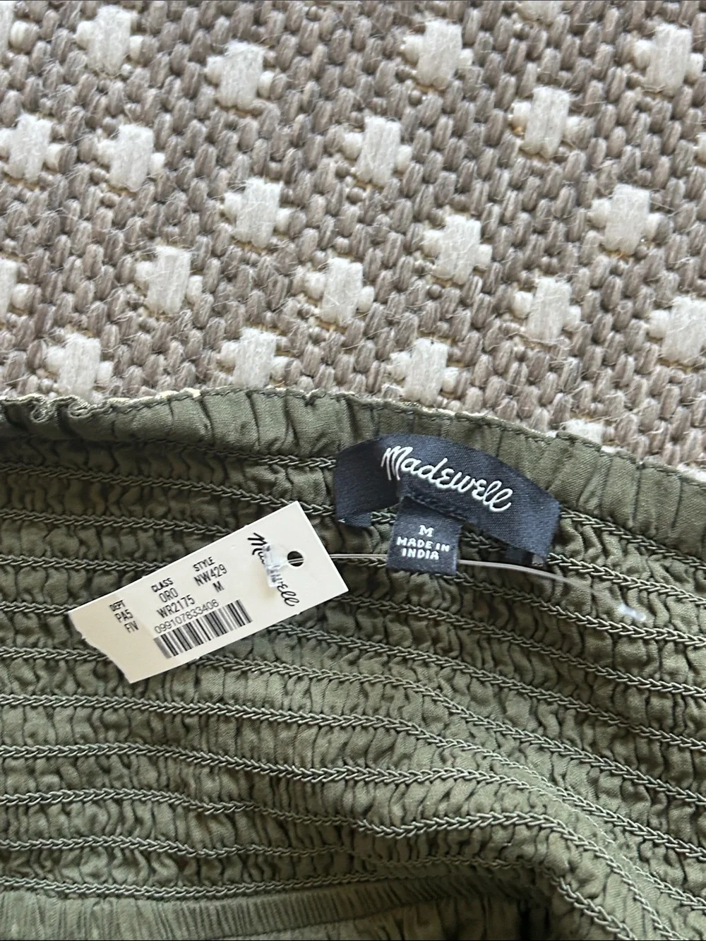 NWT Madewell Plaid Smocked-Waist Mini Skirt in 100% Cotton (M) - Picture 8 of 9